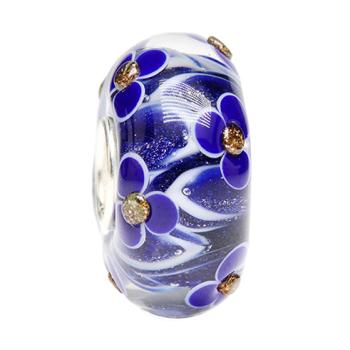 Delft Blue Glitter Flame Flowers - Ogerbeads Glass